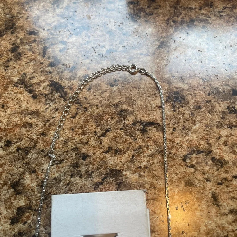 Avon Initial Cube Charm Chain Silver Tone Heart‎ Letter Necklace